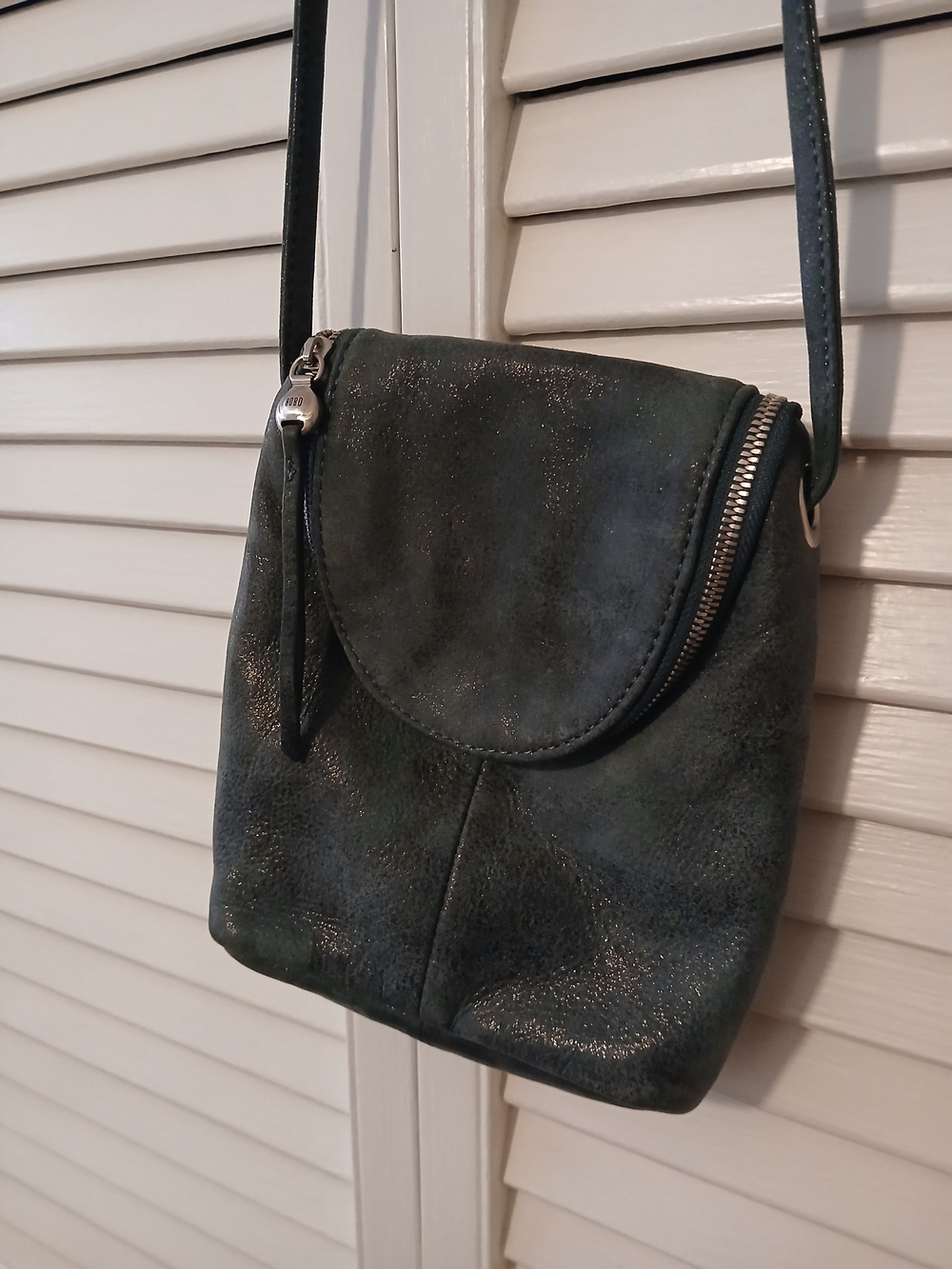 Suede Crossbody Bag in Deep Teal Greeb